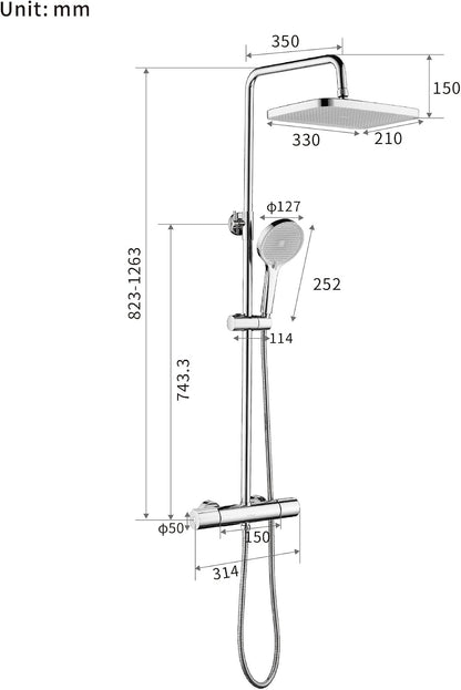 Thermostatic Shower Mixer Set 38°C