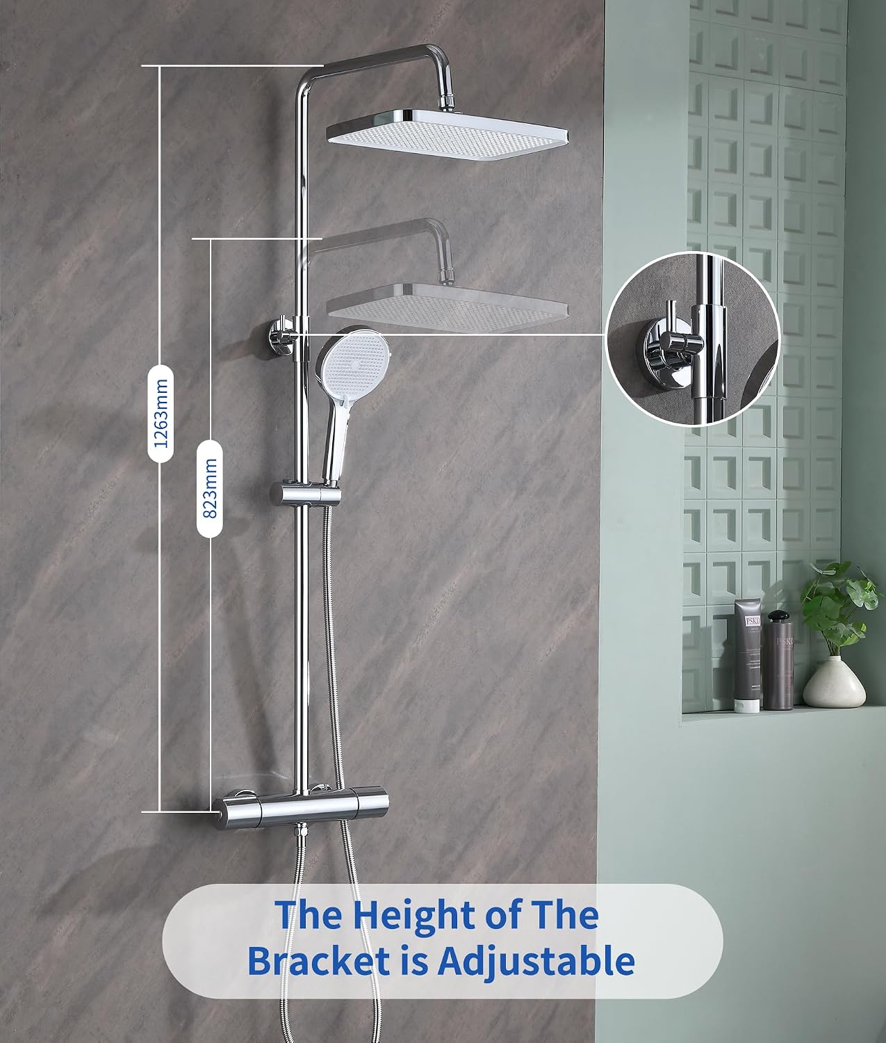 Thermostatic Shower Mixer Set 38°C
