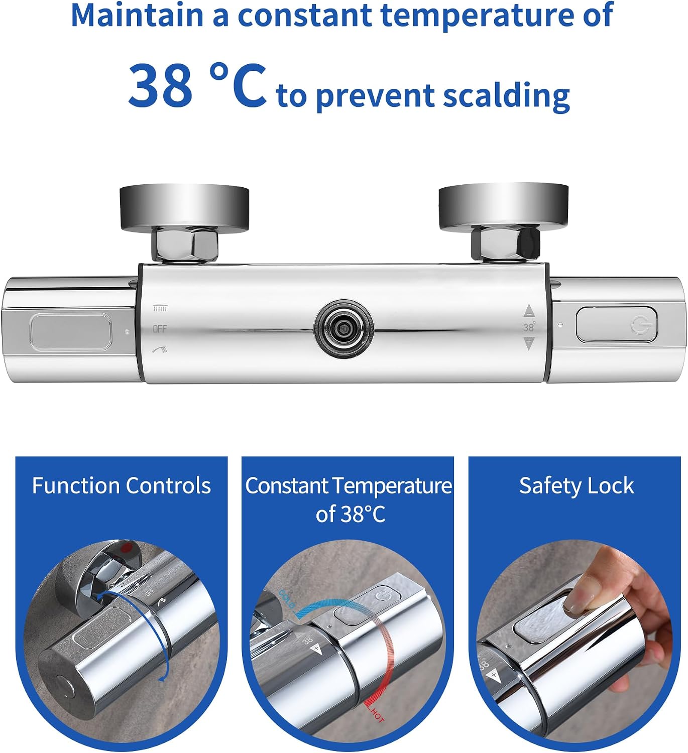 Thermostatic Shower Mixer Set 38°C