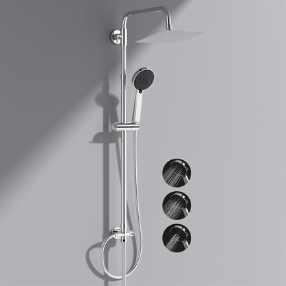 All Metal Shower Riser Rail Kit with 10" Rainfall Shower Head, 3 Modes Handheld Shower Head, Height Adjustable Shower Kit without Mixer Shower, Anti-Kink Shower Hose, Brass Diverter, Chrome